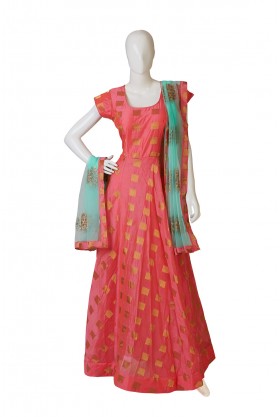 Chic Gajari Red Indo Western Dress 